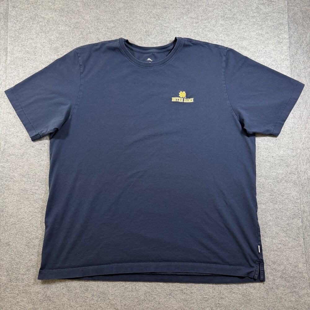 Tommy Bahama Notre Dame T Shirt Mens XXL Navy Pima Marlin Logo Preppy Crewneck